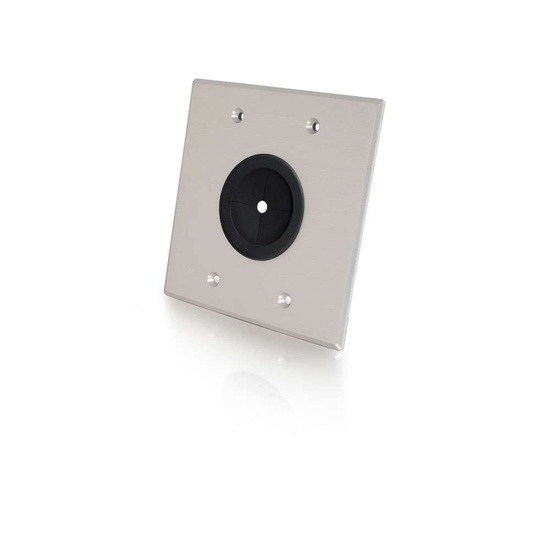1.5in Grommet Cable Pass Through Double Gang Wall Plate Brushed Aluminum Dual Gang Wall