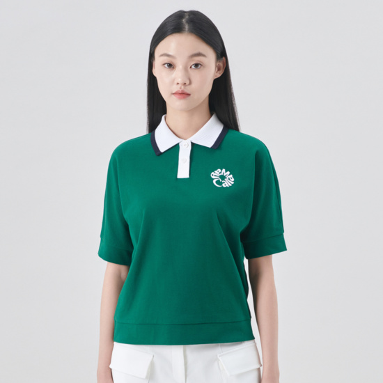 여성 여름 라그랑 배색형 티셔츠