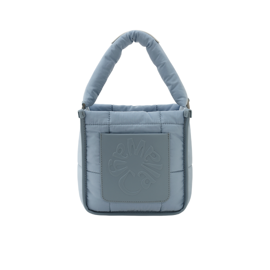 여성 가죽 패치 패딩 미니 토트백