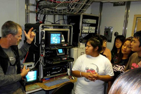 Mariana High School students in operating room on NOAA ship.