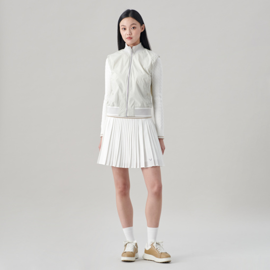 여성 봄 니트에리 우븐베스트