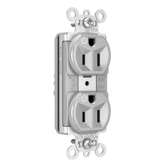 PlugTail® Heavy Duty Spec Grade Plug Load Controllable Receptacle, 15A, 125V, Gray Commercial