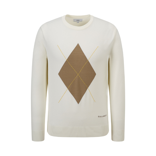 남성  빅 아가일 라운드 스웨터