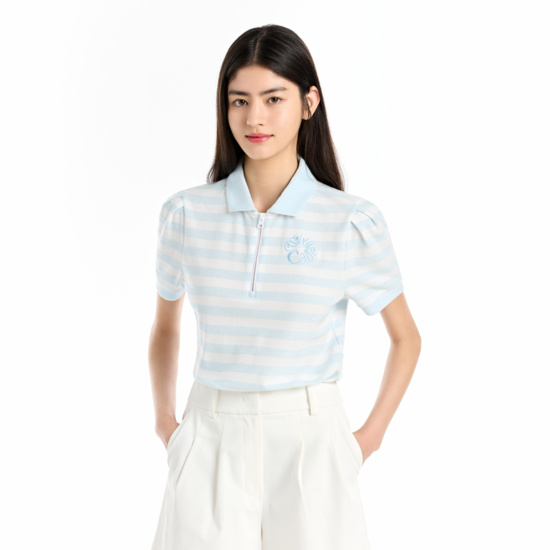 여성 여름 테리 스트라이프 티셔츠