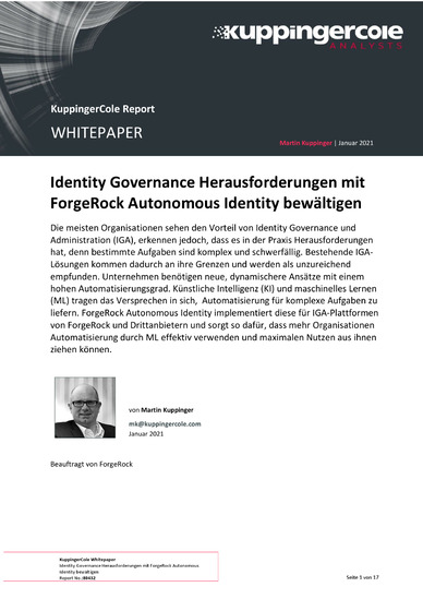 KuppingerCole Report: Identity Governance Herausforderungen mit ForgeRock Autonomous Identity bewältigen