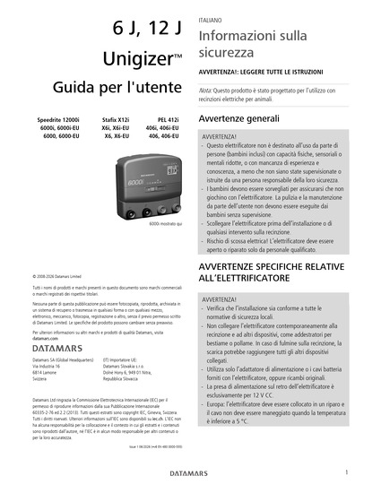 6000 6000-EU 6000i 6000i-EU 12000i Unigizer User Guide (IT)