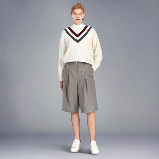 여성 가을 체크버뮤다 팬츠