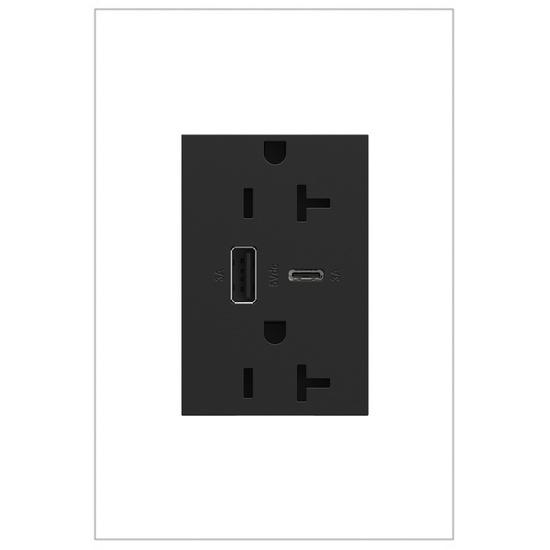 adorne® 20A TamperResistant UltraFast USB Type A/C Outlet, Graphite