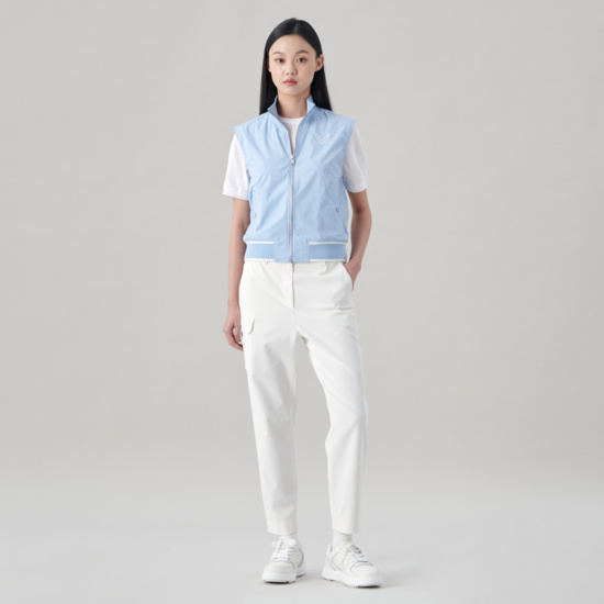 여성 봄 니트에리 우븐베스트