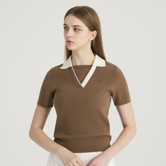 가을 여성 카라 변형 반팔 풀오버