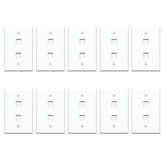 1Gang, 2Port Oversized Wall Plate, White, 10Pack PreConfigured