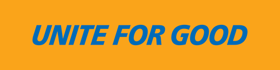 Unite for Good - Presidential Message 2025-26 - Horizontal Web Banner (Gold, Azure Text)