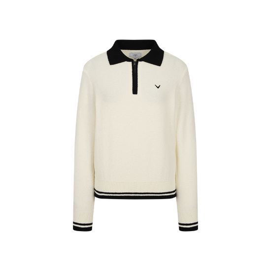 가을 여성 부클 카라 배색 풀오버