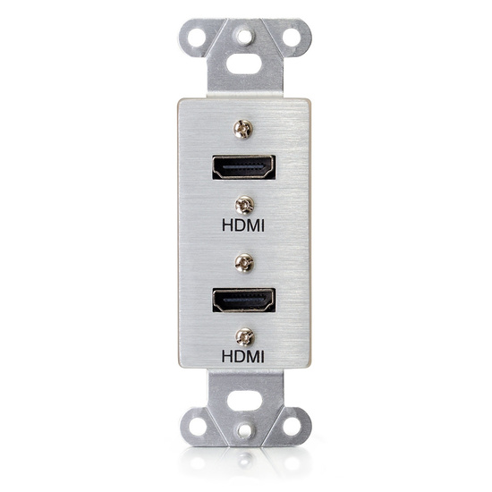 Dual HDMI® Pass Through Decorative Wall Plate Aluminum DisplayPort