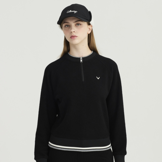 겨울 여성 부클 반집업 티셔츠