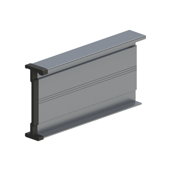 Black rubber Itray End Cap installed on the end of an aluminum iTray ladder tray side rail, providing a clean, finished edge and enhanced protection.