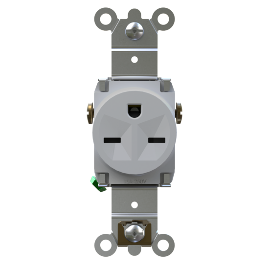 250V Weather Resistant Tamper Resistant Heavy Duty Spec Grade Single Receptacle 15A