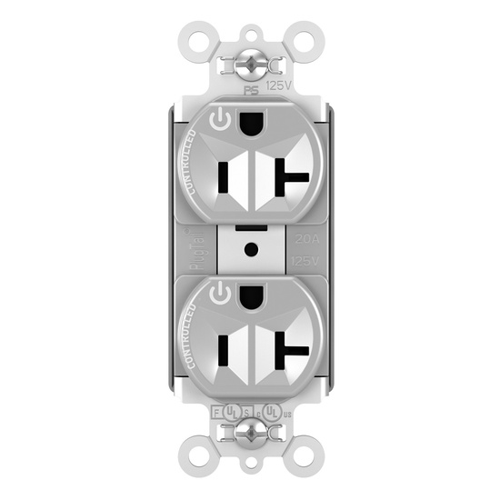 PlugTail® Heavy Duty Spec Grade Plug Load Controllable Receptacle, 20A, 125V, Gray Commercial