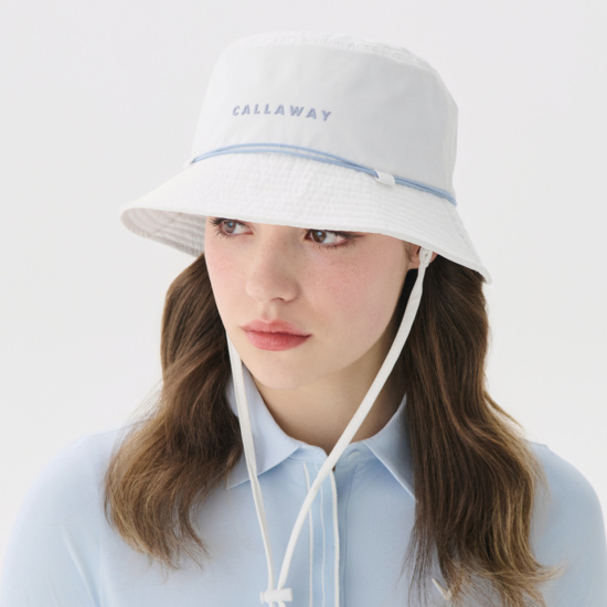 [여성] 알파벳 로고 리본 버킷햇