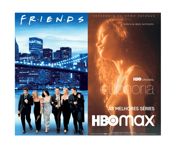 Imagem da série Friends e Euphoria disponíveis no HBO Max.